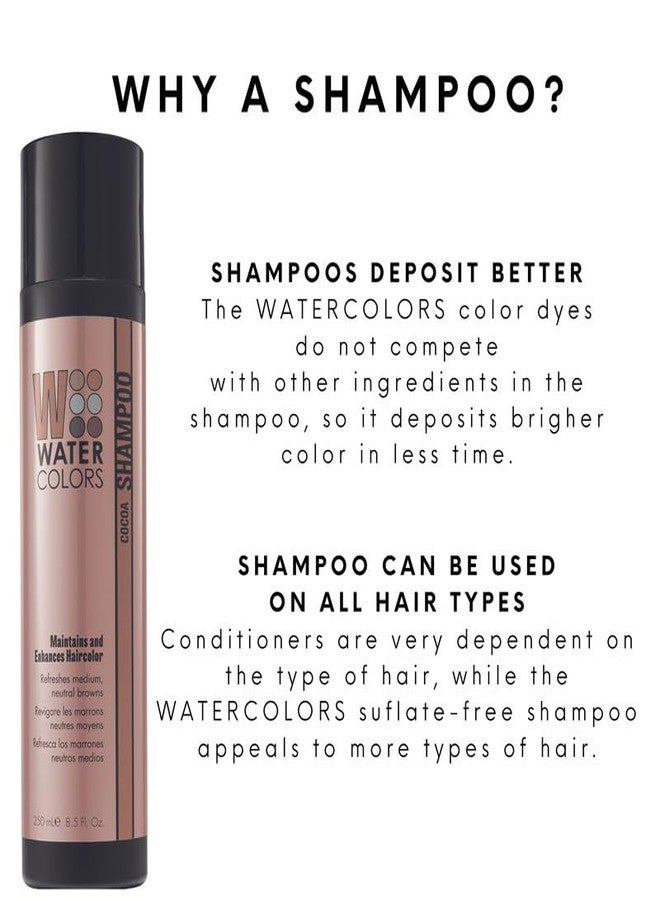 Watercolors Color Depositing Shampoo, Semi Permanent Hair Color 8.5 oz - COCOA - Image 5